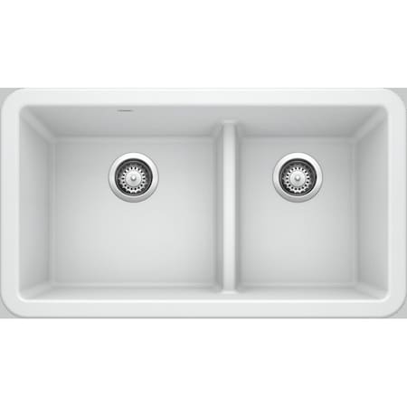 Blanco Ikon Silgranit 33" Apron-Front Farmhouse Kitchen Sink with Low Divide - White 402324